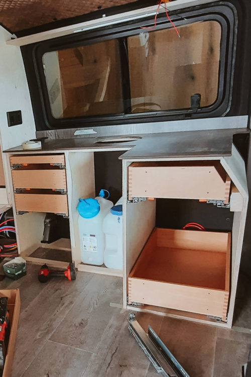 zu sehen ist unser Wassersystem im VW Camper